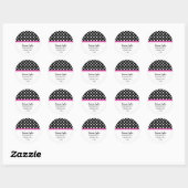 Zwart Polka Dot & Roze Trim Adres Stickers (Vel)