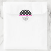 Zwart Polka Dot & Roze Trim Adres Stickers (Tas)