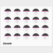 Zwart Polka Dot & Roze Trim Adres Stickers (Vel)