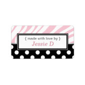 Zwart Polka Dot Roze Zebra Print Baking Labels (Voorkant)