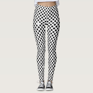 Zwart polka dots patroon op wit leggings
