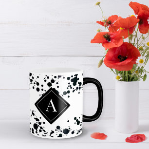 Zwart polka monogram Koffie Mok