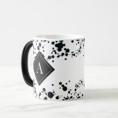Zwart polka monogram Koffie Mok (Voorkant links)