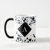 Zwart polka monogram Koffie Mok (Links)
