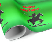 Zwart polop, groen chroom-effect, Happy Birthday Cadeaupapier (Rol Hoek)