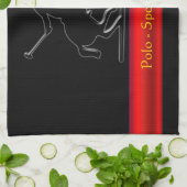 Zwart poly en Rider, rode chrome streep Theedoek (Gevouwen)