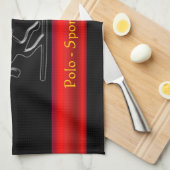 Zwart poly en Rider, rode chrome streep Theedoek (Quarter Fold)