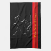 Zwart poly en Rider, rode chrome streep Theedoek (Verticaal)