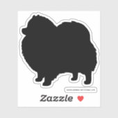 Zwart Pomeranian Silhouet Schattige Hondenras Sticker (Vel)