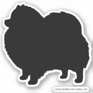 Zwart Pomeranian Silhouet Schattige Hondenras Sticker