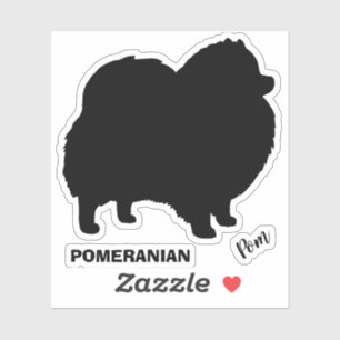 Zwart Pomeranian Silhouet Schattige Pom Pommie Sticker