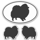 Zwart Pommerse Hond Silhouetten Vinyl Sticker Set (Voorkant)