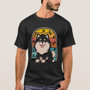 Zwart Pommerse Retro Pom Moeder Hond Papa Pommeria T-shirt