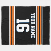 Zwart Pompoen Sinaasappel Wit Sport Jersey Fleece Deken (Voorkant (Horizontaal))