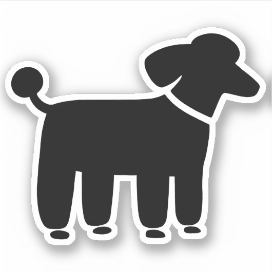 Zwart Poodle Pet Dog Design Vinyl Sticker (Voorkant)