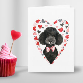 Zwart Poodle Valentijnsdag Dog Ouder waterverf Feestdagen Kaart