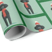 Zwart Poodle Winterpatroon Cadeaupapier (Rol Hoek)