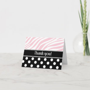 Zwart poodot roze zebra Afdrukken Hartelijk dank Bedankkaart