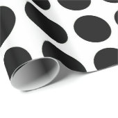 Zwart poodots wrapppapier cadeaupapier (Rol Hoek)