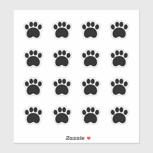 Zwart pootafdruk sticker (Vel)