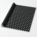 Zwart pootpapier cadeaupapier<br><div class="desc">Zwarte retro polka stippen versieren dit verpakkingspapier. Het ontwerp komt uit de oorspronkelijke kunst.</div>
