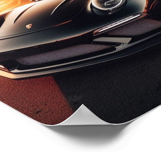 Zwart Porsche Sunset poster (Hoek)