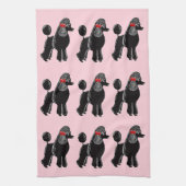 Zwart porseltje met keukenhanddoek met rode knop (Verticaal)