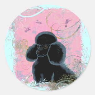 Zwart portret met Hummingbird. Ronde Sticker