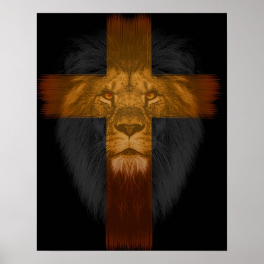 Zwart Poster voor achtergrondkruis/lion (Voorkant)