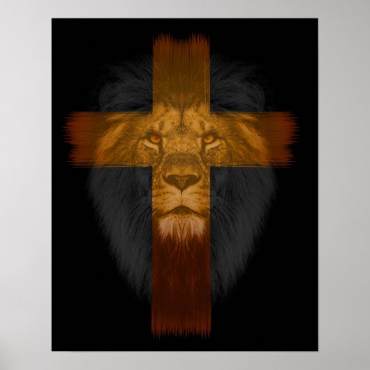 Zwart Poster voor achtergrondkruis/lion (Voorkant)