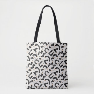 Zwart potlood schets schoolbenodigdheden patroon tote bag