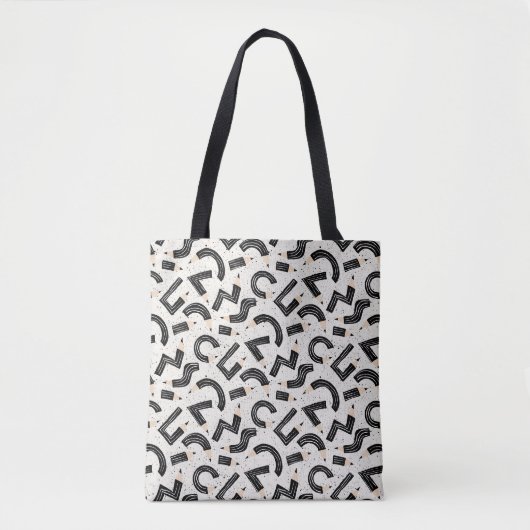 Zwart potlood schets schoolbenodigdheden patroon tote bag (Voorkant)