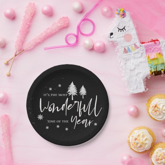 Zwart Prachtige tijd van het jaar Kerstfeest Papieren Bordje (Feest)