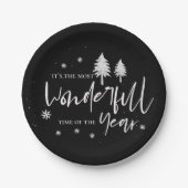Zwart Prachtige tijd van het jaar Kerstfeest Papieren Bordje (Voorkant)