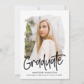 Zwart | Preppy Script Photo Graduparty Kaart (Voorkant)