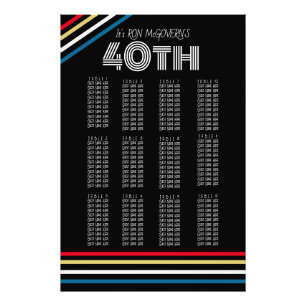 Zwart & Primair 40e Retro Stripe Zitting Grafiek Foto Afdruk