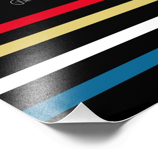 Zwart & Primair 50e Retro Stripe Zitting Grafiek Foto Afdruk (Hoek)