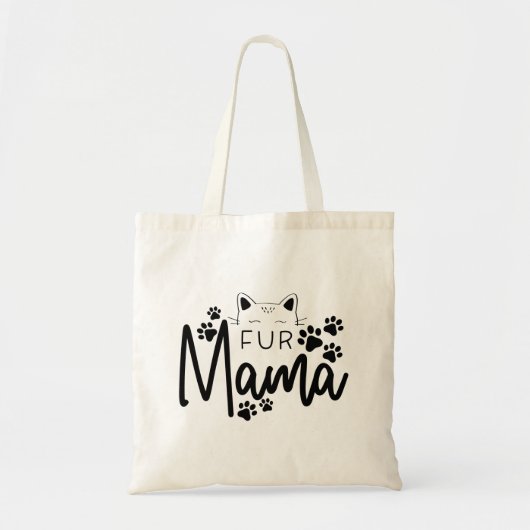 Zwart Print Bont Mama Paw Art Schattigee Canvas ta Tote Bag (Voorkant)