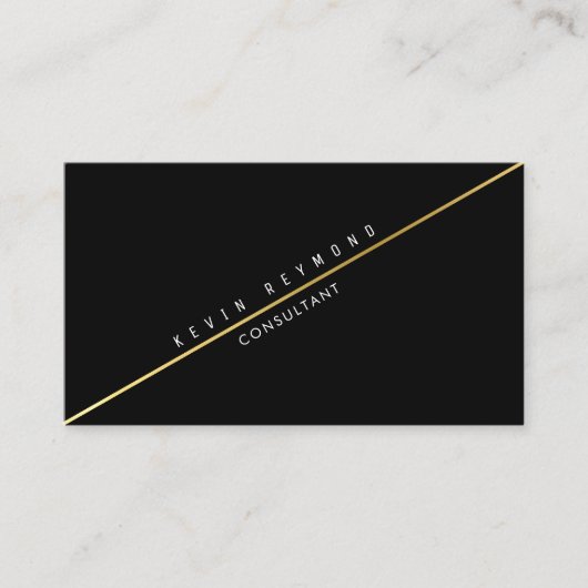 Zwart Pro visitekaartje met diagonale gouden lijn (Voorkant)