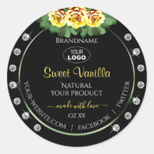 Zwart product Etiket Groene Gele Rozen Juwelen Log