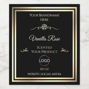 Zwart Product Verpakking Label Goud Lijst met Logo Wijn Etiket