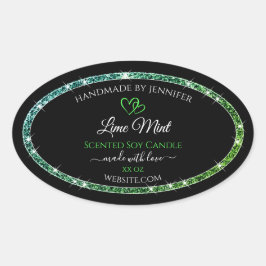 Zwart Product Verpakkingslabels Blauwgroen Groen G Ovale Sticker