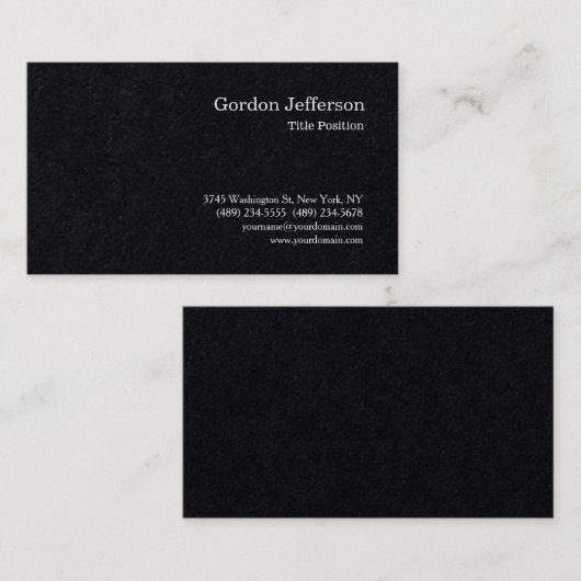 Zwart Professioneel Eenvoudig Modern Gewoon Visitekaartje (Voorkant / Achterkant)