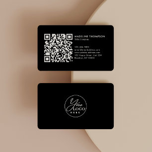 Zwart Professioneel Generisch Bedrijf Logo QR Code Visitekaartje