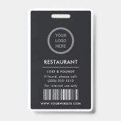 Zwart Professioneel Logo Restaurant Personeel Foto Badge (Achterkant)