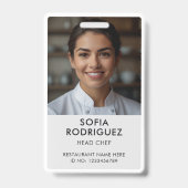 Zwart Professioneel Logo Restaurant Personeel Foto Badge (Voorkant)