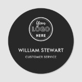 Zwart Professioneel Logo Ronde Medewerker Personee Naamplaatje (Voorkant)