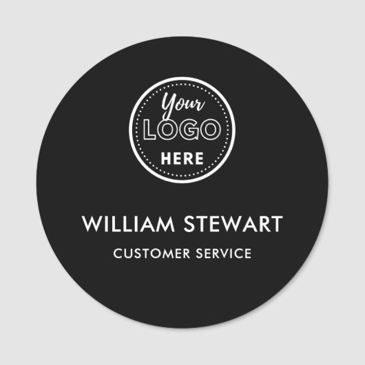 Zwart Professioneel Logo Ronde Medewerker Personee Naamplaatje (Voorkant)