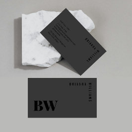 Zwart Professioneel Monogram Eenvoudig Modern Mini Visitekaartje