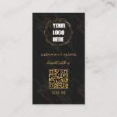 Zwart Professioneel Ontwerp Moderne QR-code Visitekaartje (Voorkant)
